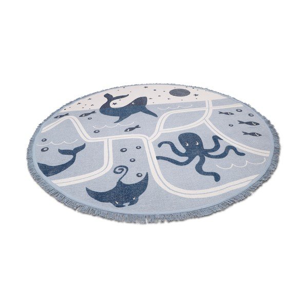 Laste puuvillane käsitöö vaip , ø 120 cm Little Deep Blue - Nattiot-image-3