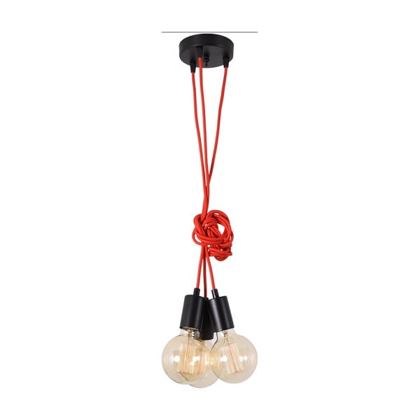 Červené stropní svítidlo s 3 žárovkami Filament Style Spider Lamp