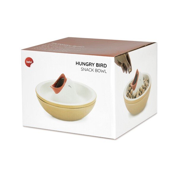 Kollane/valge keraamiline serveerimiskauss 250 ml Hungry Bird - Balvi-image-3