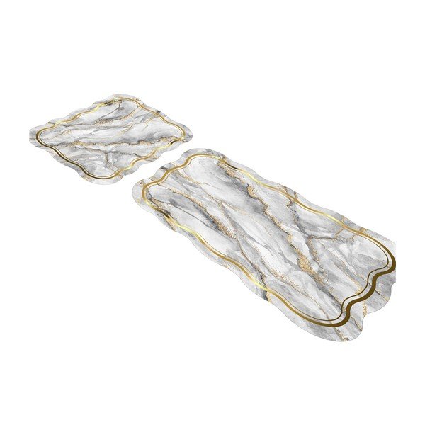 Hall/kuldne vannitoamattide komplekt, 2 tk, 60x100 cm - Foutastic-image-2