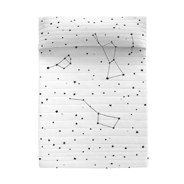 Must-valge puuvillane tikitud voodikate 180x260 cm Constellation - Blanc