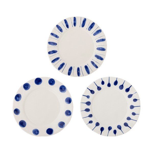 Valged/sinised kivinõude taldrikud komplektis, 3 tükki, ø 28 cm Linora - Bloomingville