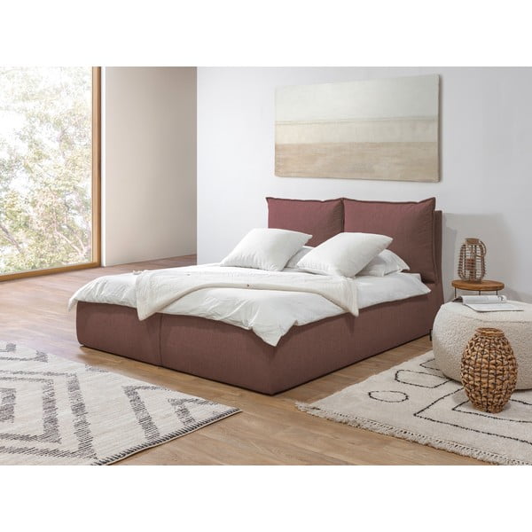 Roosa polsterdatud kaheinimesevoodi koos panipaiga ja voodipõhjaga 160x200 cm Garance - Bobochic Paris-image-4