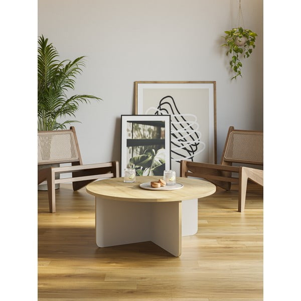 Kreem ümmargune diivanilaud ø 80 cm Hillary - Marckeric-image-1