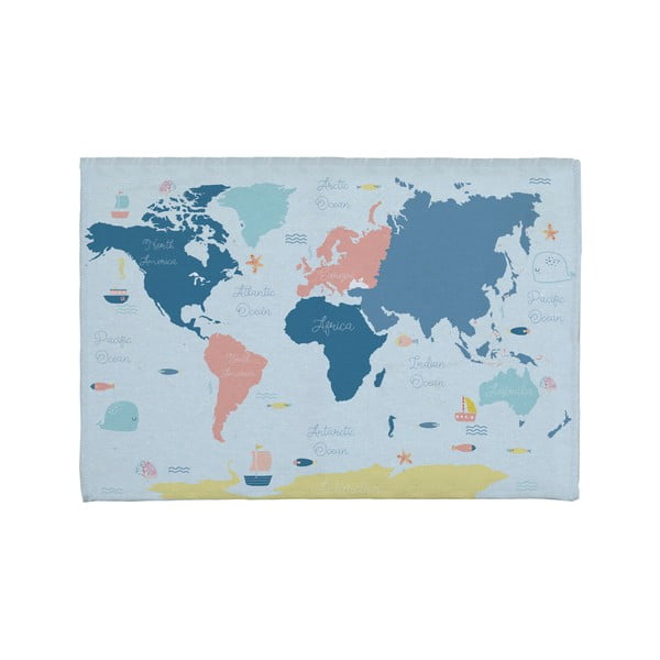 Vannimatt puuvillase seguga , 40 x 60 cm Worldmap - Really Nice Things