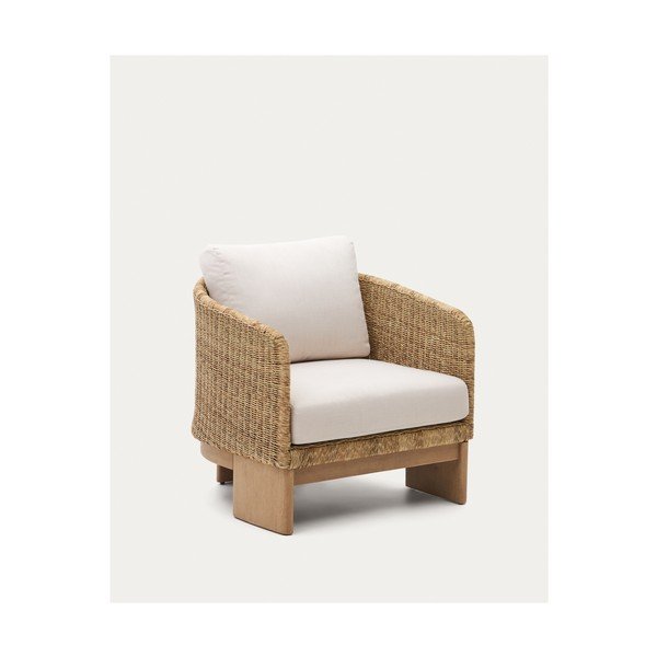 Beež puidust-kunstlikust rotangist aiatool Xoriguer - Kave Home-image-1