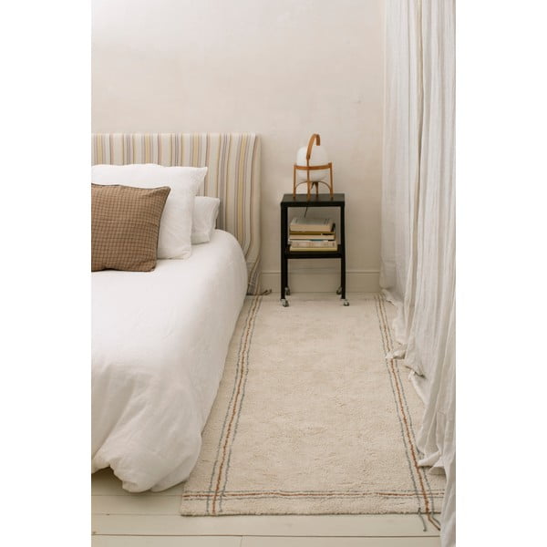 Kreem pestav käsitsi kootud puuvillane koridorivaip 80x230 cm Cuisine Natural - Lorena Canals-image-1