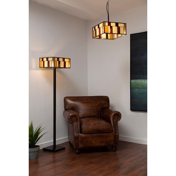 Metallist ripplamp klaasist varjuga Waldorf - Premier Housewares-image-1