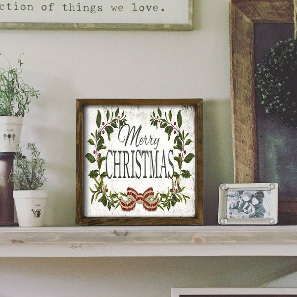 Pilt männipuidust raamis Jõululeht, 34 x 34 cm - Wallity-image-1