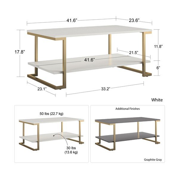 Valge ja kuldne kohvilaud , 106 x 45 cm Camila - CosmoLiving by Cosmopolitan-image-4