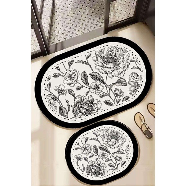 Mustvalged vannitoamatid komplektis 2 tükki 60x100 cm Rasse - Foutastic-image-1