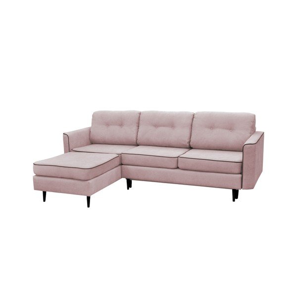 Růžová rozkládací pohovka s černými nohami Mazzini Sofas Dragonfly, levý roh-image-1