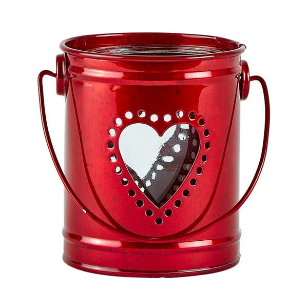 Červená lucerna KJ Collection Hearty Heart, výška 10,5 cm
