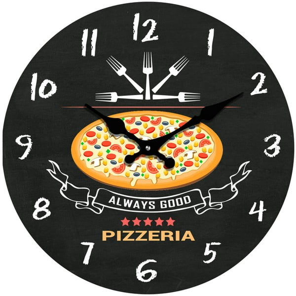Skleněné hodiny Pizzerie, 34 cm
