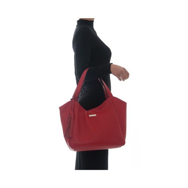 Červená kožená kabelka Isabella Rhea Hottonia-image-3