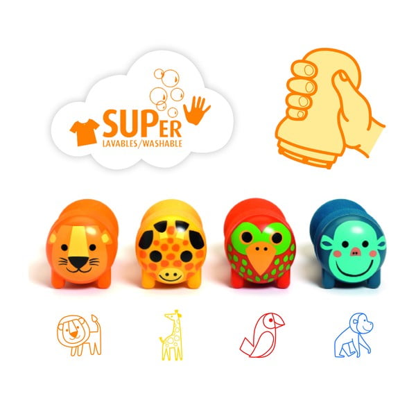 Lastemarkide komplekt 4 tk Safari zvířátka - Djeco-image-1