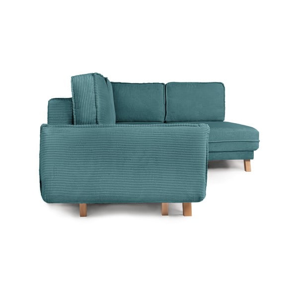 Türkiissinine corduroy nurgas diivanvoodi (paremas nurgas) Tori - Bonami Selection-image-3