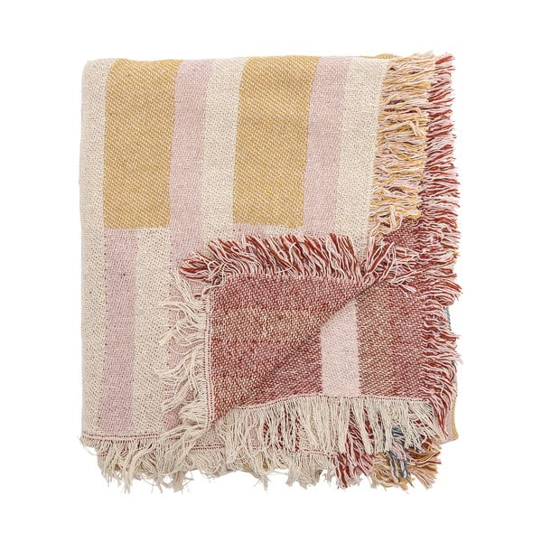 Taaskasutatud puuvillast pruun tekk 130x160 cm Lane - Bloomingville-image-3