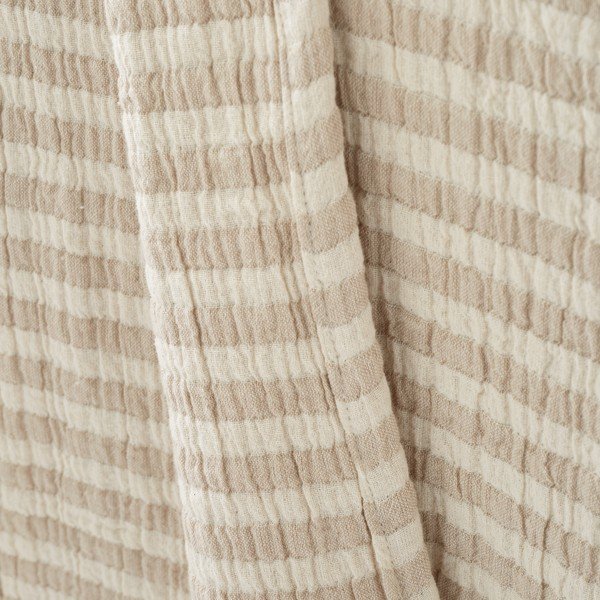 Puuvillane tekk naturaalses värvitoonis 150x200 cm Cotton Muslin Stripe - Bianca-image-3