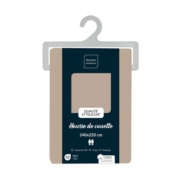 Beež puuvillane tekikott kaheinimesevoodile/pikendatud voodile 240x220 cm Lina - douceur d'intérieur-image-2