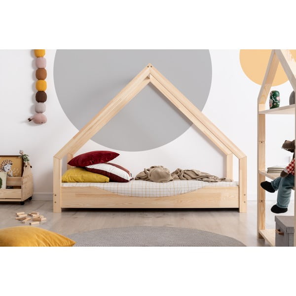 Domečková dětská postel z borovicového dřeva Adeko Loca Elin, 100 x 150 cm