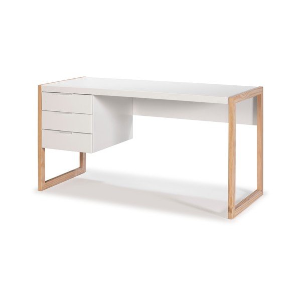 Valge kirjutuslaud männipuidust jalgadega Frank - Marckeric-image-3