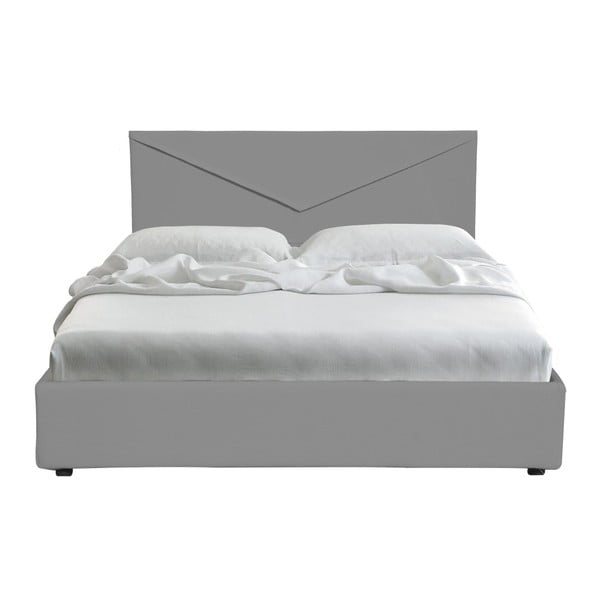 Šedá dvoulůžková postel s úložným prostorem a potahem z koženky 13Casa Mina, 160 x 190 cm