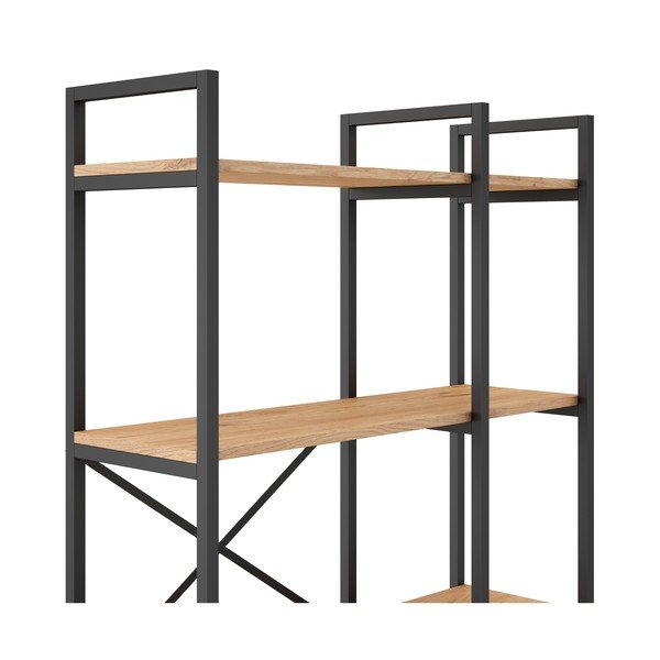 Must/loomulik tammepuust riiul 87,5x175 cm Dusan - Marckeric-image-4