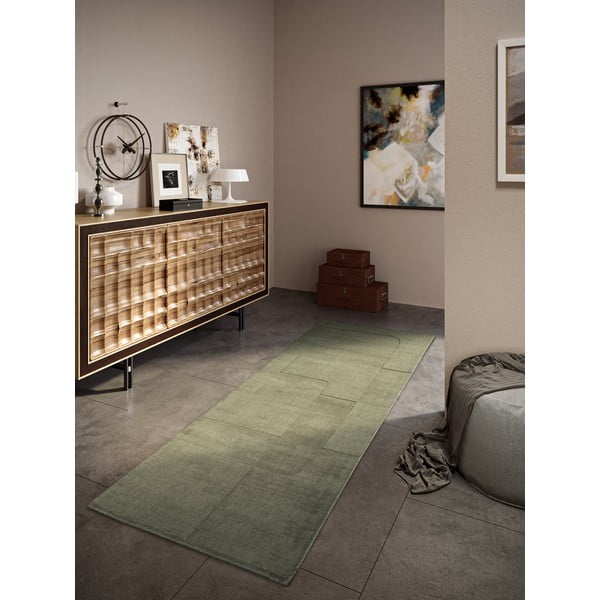 Roheline käsitsi kootud villane koridorivaip 80x250 cm Charlotte - Villeroy&Boch-image-1