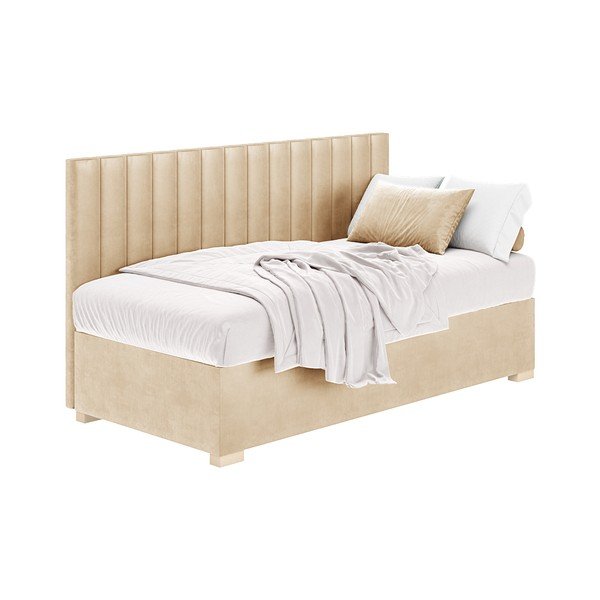 Beež lastevoodi koos madratsiga koos hoiuruumiga 90x200 cm Chill – Ghado-image-3
