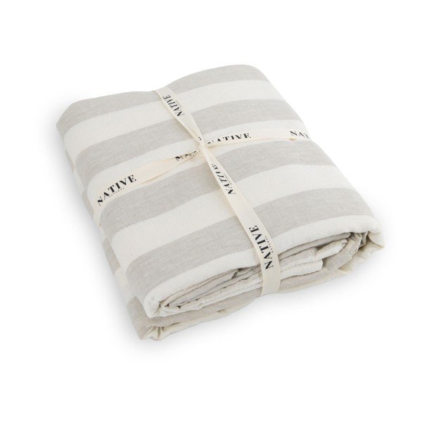 Helehall/kreem linane voodipesu kaheinimesevoodile 200x200 cm Natural Stripes - Native Natural-image-3