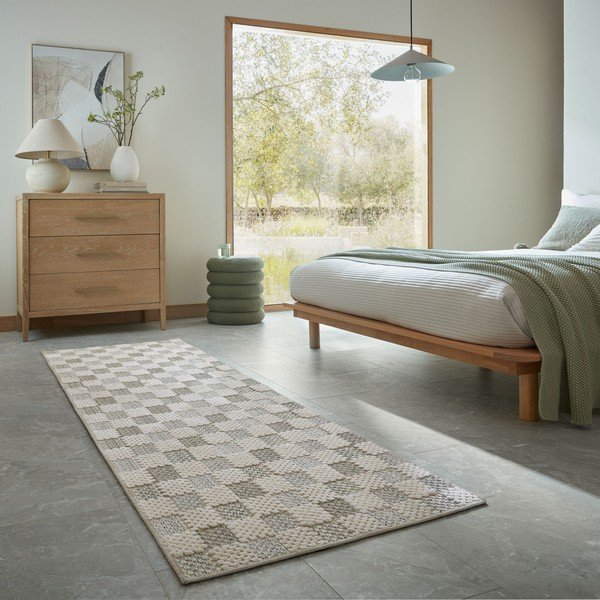 Roheline pestav puuvillaseguga jooksja 80x230 cm Muted Checkerboard - Flair Rugs-image-1