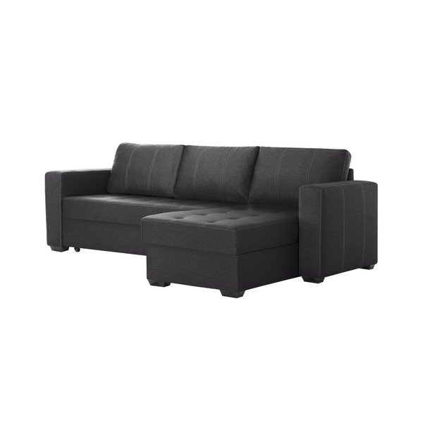 Šedá rohová rozkládací pohovka s úložným prostorem INTERIEUR DE FAMILLE PARIS Succès, pravý roh