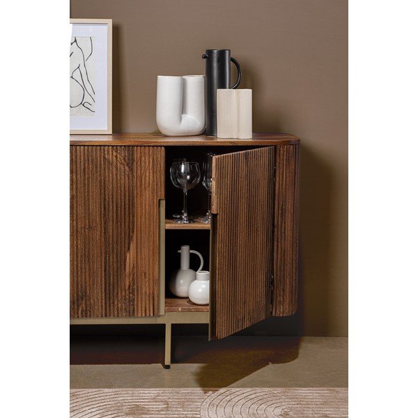 Kuldset ja naturaalset värvi mangopuidust kummut, 160x75x40 cm Vilas – Bizzotto-image-2