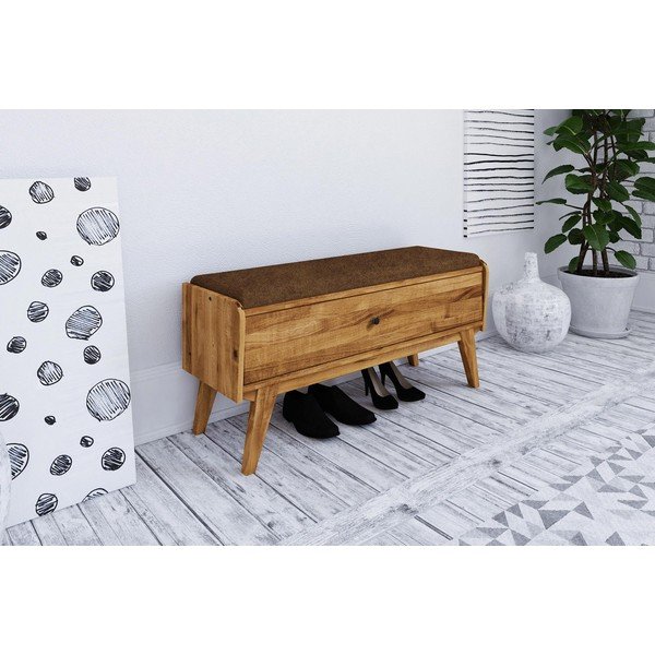 Tammepuidust oranžist istmematerjalist pink koos panipaigaga Retro - The Beds-image-1