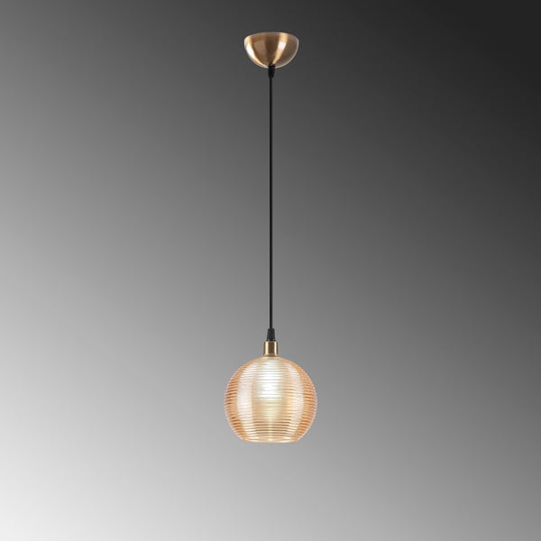 Ookerkollane-kuldne rippvalgusti klaasist varjuga ø 15 cm Muzo - Opviq lights-image-4