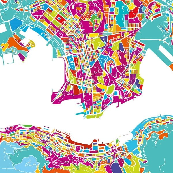 Obraz Homemania Maps Hongkong, 60 x 60 cm
