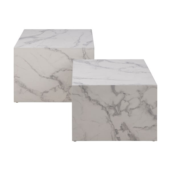 Valged marmori imitatsiooniga diivanilauad 2tk komplektis 58x58 cm Dice - Actona-image-4