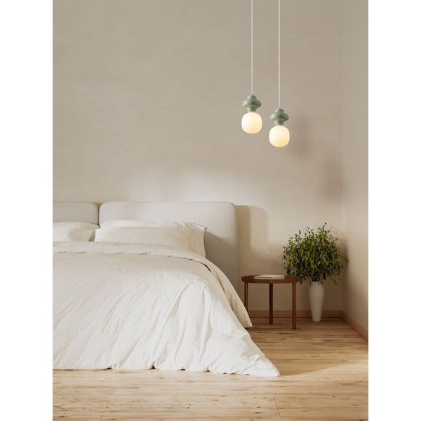 Valge/heleroheline keraamiline ripplamp klaasist varjuga, ø 18 cm Clio - Nova Luce-image-4