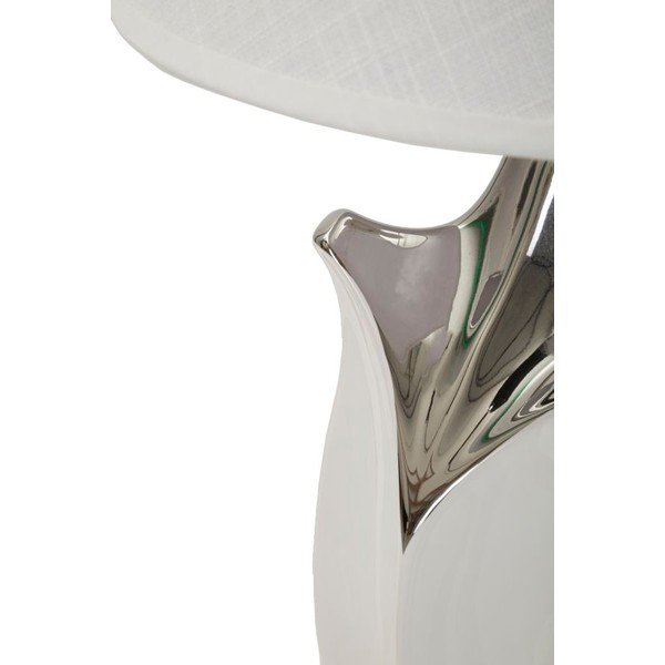 Valge/hõbedane keraamiline laualamp tekstiilist varjuga (kõrgus 51 cm) Shiney - Mauro Ferretti-image-2