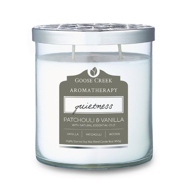 Vonná svíčka ve skleněné dóze Goose Creek Patchouli & Vanilla Blossom, 60 hodin hoření