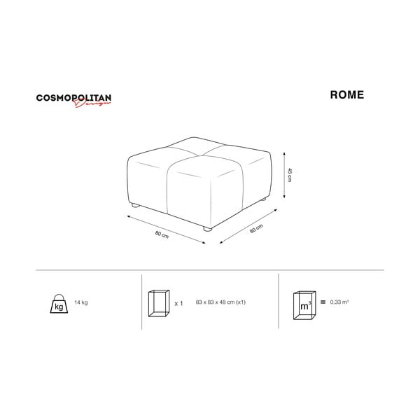 Sinine sametne diivanimoodul Rome Velvet - Cosmopolitan Design-image-4