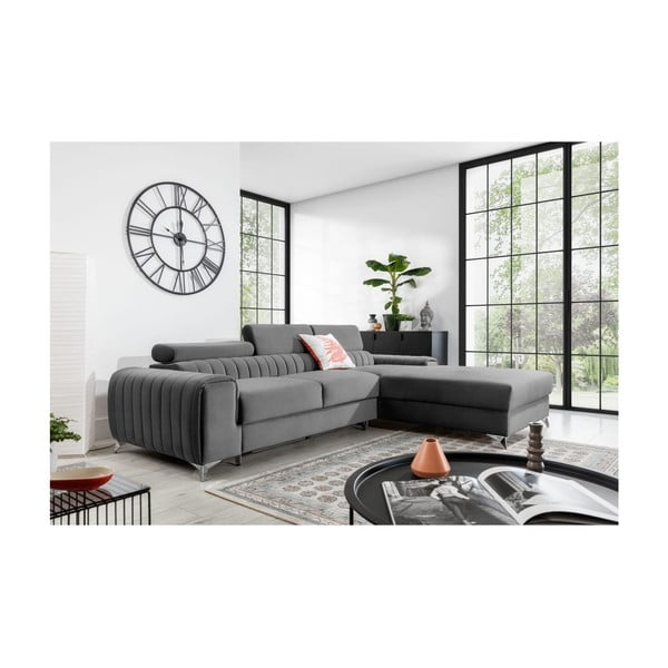 Hall sametist lahtikäiv/sahtliga nurgadiivan (parem nurk/lamamisosaga) Grayson – ELTAP-image-1