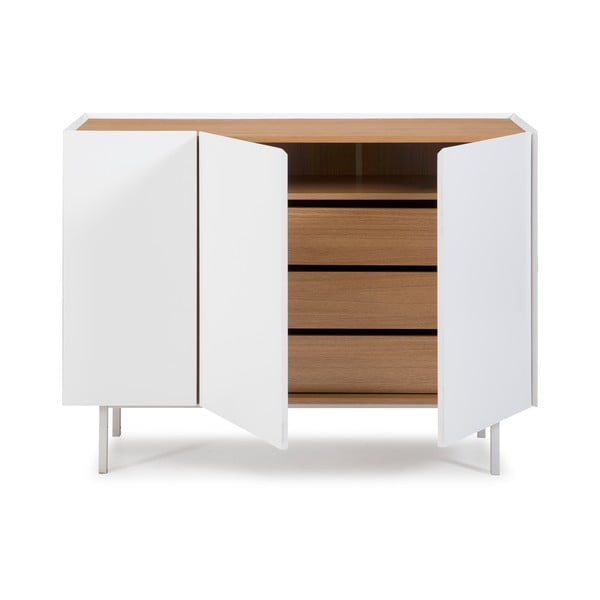 Valge madal tammedekooriga kummut 110x85 cm Arista – Teulat-image-3