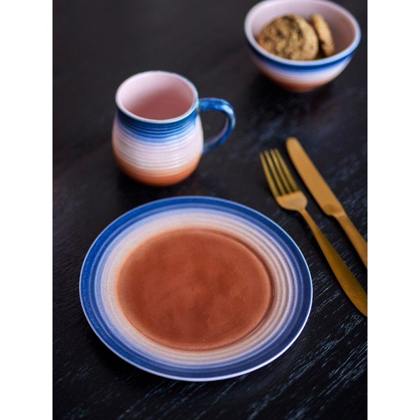 Sinised/oranžid magustoidutaldrikud 4-osalise komplektiga, valmistatud kivikeraamikast, läbimõõduga 20,5 cm Tatum - Bloomingville-image-1