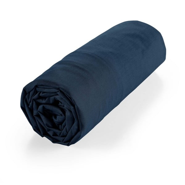 Tumesinine orgaanilisest puuvillast kummiga lina 90x190 cm Biolina - douceur d'intérieur-image-4