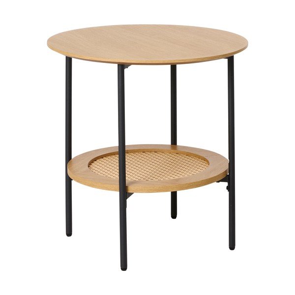 Ümmargune abilaud tammepuust dekoratsiooniga, ø 50 cm Pensacola - Unique Furniture