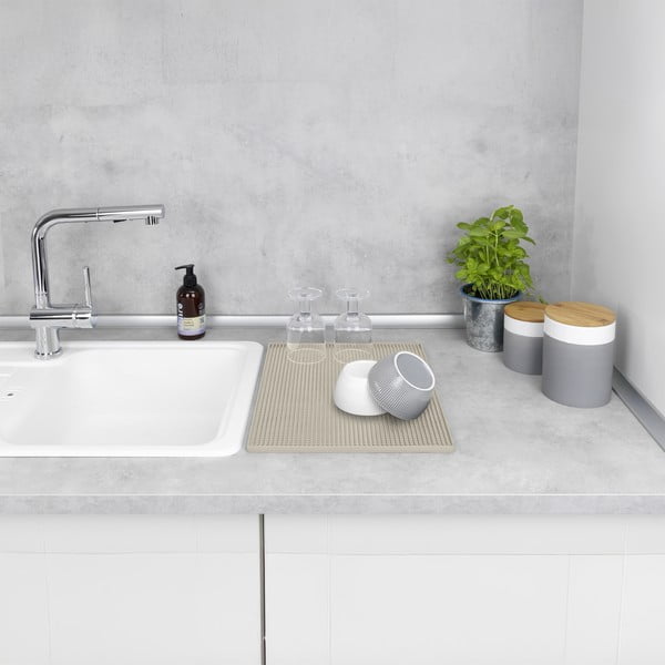 Beež kummist nõudekuivatusalus 40x30 cm Maxi - Wenko-image-1