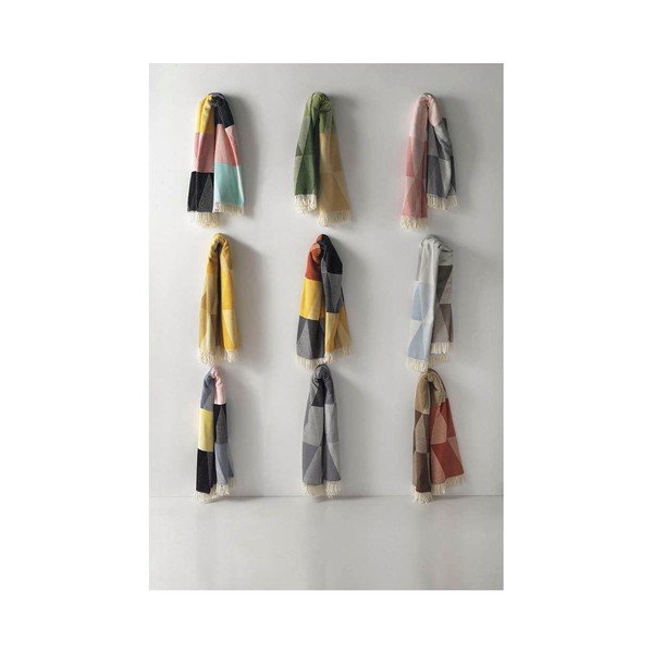 Roosa ja hall ruuduline puuvillane kangas , 140 x 180 cm Pisa - Euromant-image-2