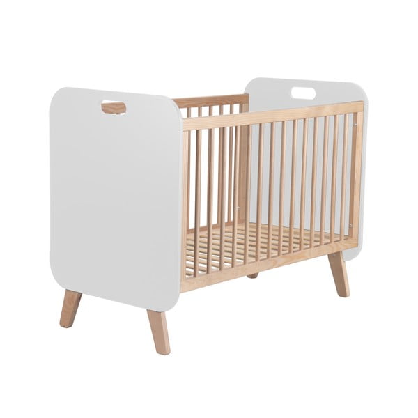 Valge/loomulik lastevoodi mänd 60x120 cm Paris - Marckeric